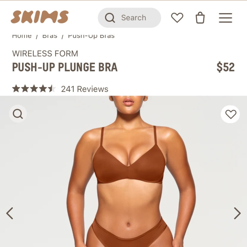 SKIMS wireless push up bra